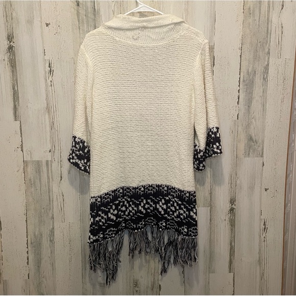 Ariat Womens Open Front Shawl Fringe Sweater Cardigan -Cream Size S - Picture 7 of 7